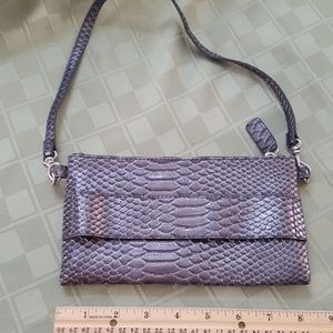 Devi Kroell small pewter clutch w/strap